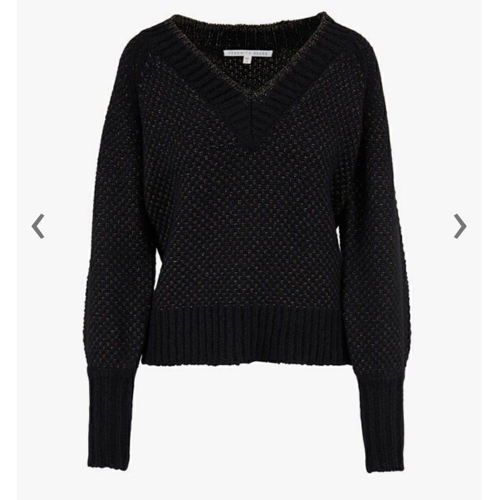NWT Veronica Beard Mirnie Metallic V-Neck Sweater Relaxed Oversized XL - Picture 13 of 17